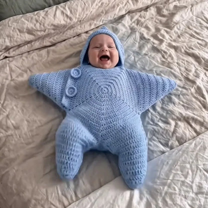 Star Baby Cute Cartoon Rompers Hand Crocheted Yarn Knitted Starfish Jumpsuit Baby Clothes 2026 Spring Autumn New