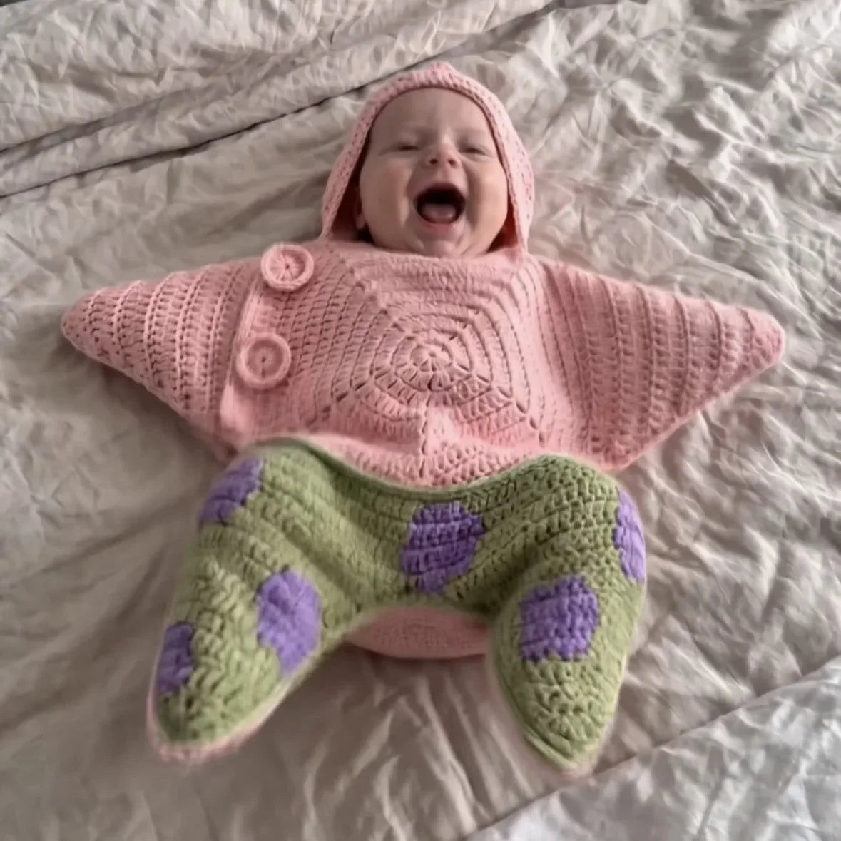 Star Baby Cute Cartoon Rompers Hand Crocheted Yarn Knitted Starfish Jumpsuit Baby Clothes 2026 Spring Autumn New