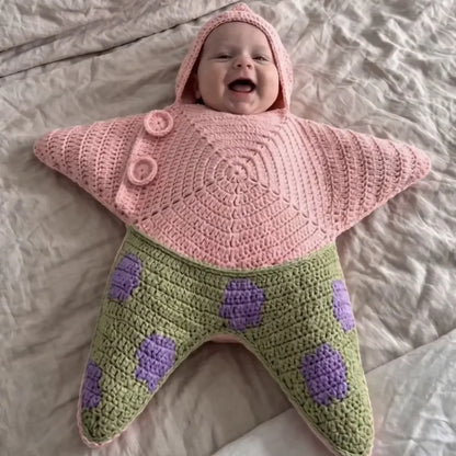Star Baby Cute Cartoon Rompers Hand Crocheted Yarn Knitted Starfish Jumpsuit Baby Clothes 2026 Spring Autumn New