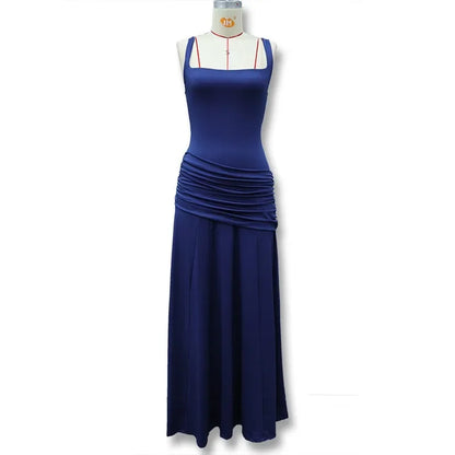 Solid Ruched Waist Backless Dress Women 2026 New, Elegant Low Cut Cami Slimming Dress for Date Party